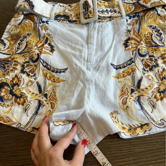 JOIE 100% Linen belted shorts, powder blue, bohemian floral print, size M NWT - Picture 14 of 16